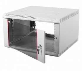 Шкаф настенный 6U 600x350х345, стекло, серый, ШРН-Э